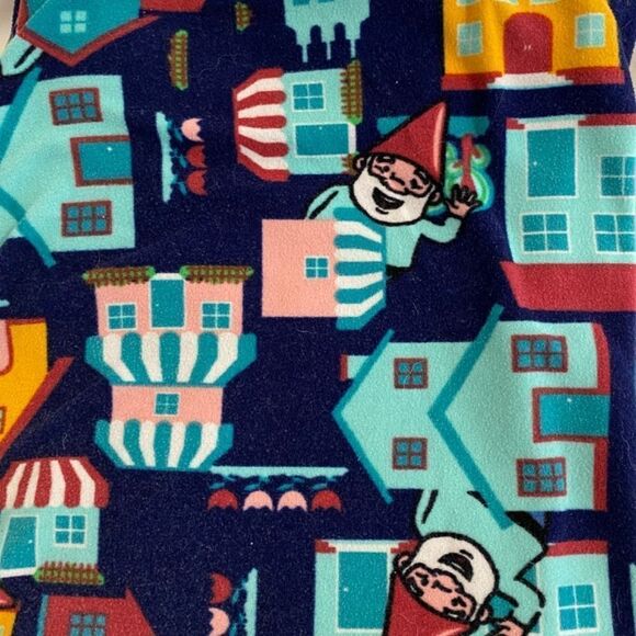 1416 LuLaRoe Leggings Size OS Blue and Yellow House Architecture Print N… - Picture 2 of 4